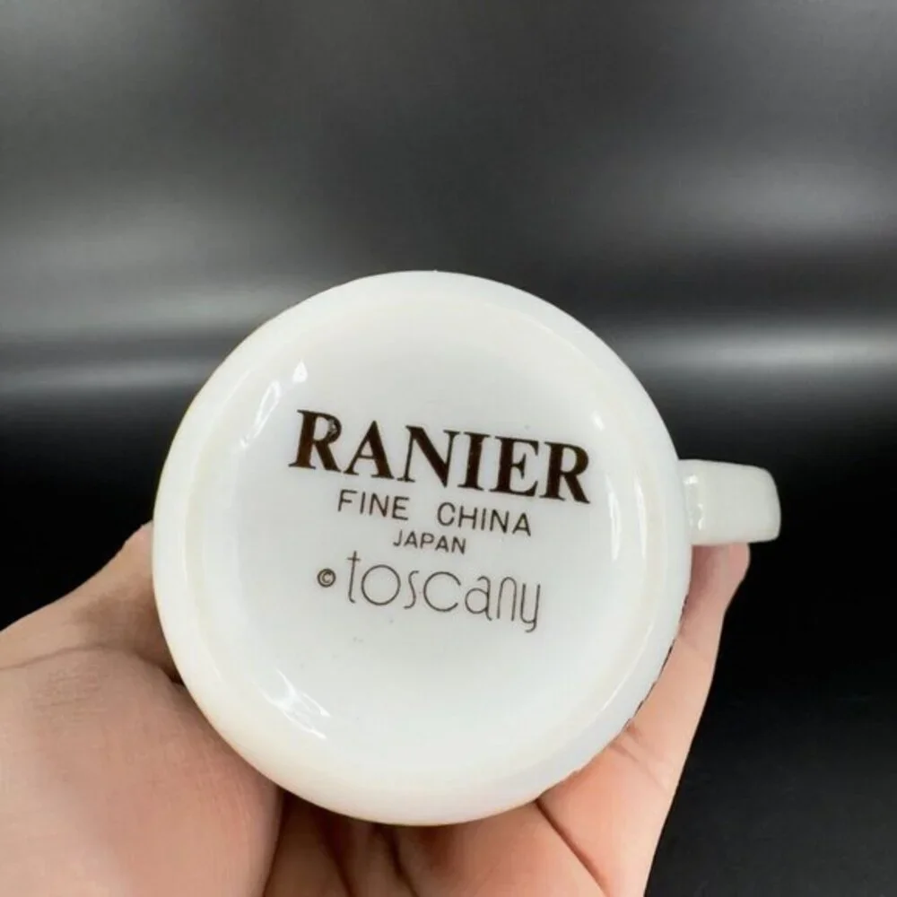 Vintage Toscany Porcelain Ranier Coffee Mug Cup 8oz Ceramic Lion Lionesses Set 2